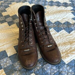 Women's Size 8 Brown Leather Ariat Lace-Up Boots